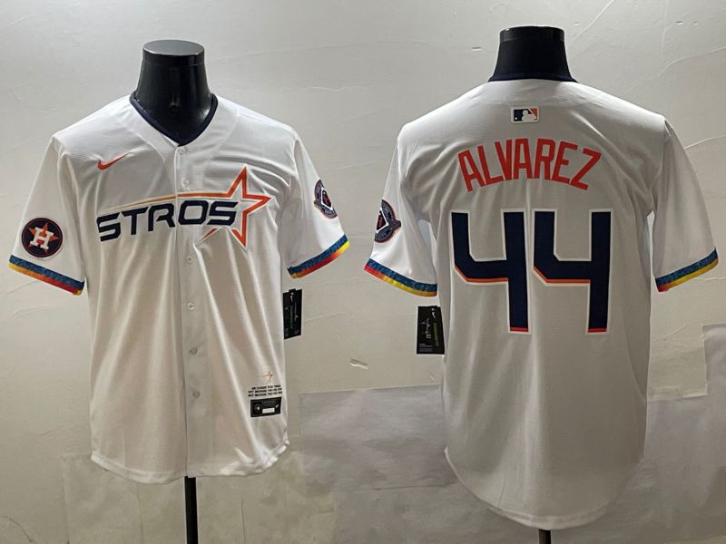 Men Houston Astros #44 Alvarez White Fourth generation Joint Name 2025 Nike MLB Jersey style 4->houston astros->MLB Jersey
